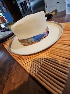 Neu mit Etikett Kangol Vintage "Sof Straw" klassisches Panama/buntes Logo Band Einheitsgröße - Bild 1 von 9