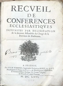 Recueil de conferences ecclesiastiques, imprimées par deliberation de la dernier - Bild 1 von 4