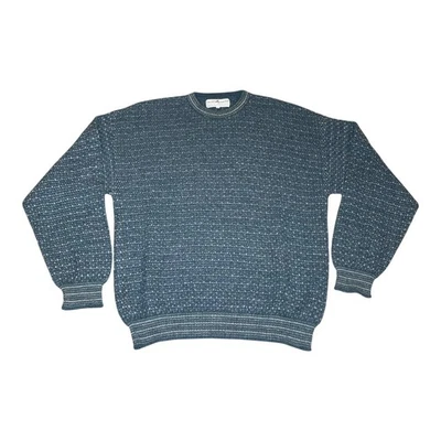 Vintage Peruvian Connection Sweater Mens (L) Blue 100% Alpaca Handmade Crewneck - Image 1 of 4