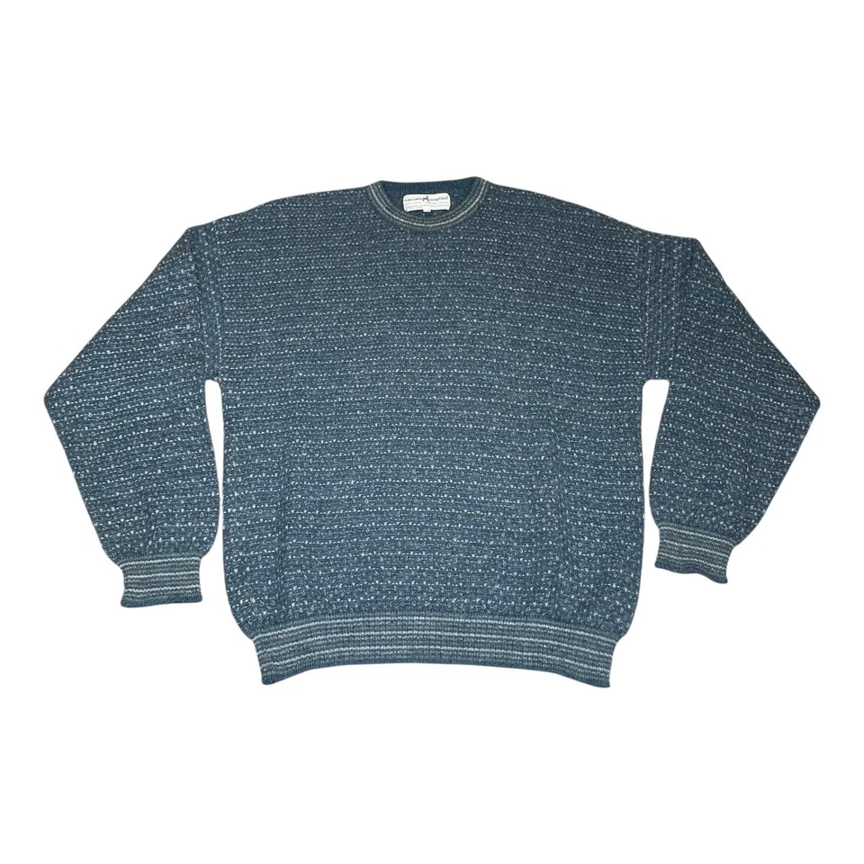 Vintage Peruvian Connection Sweater Mens (L) Blue 100% Alpaca Handmade Crewneck - Image 1 of 4