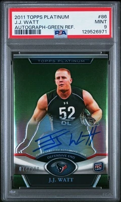 PSA 9 2011 Topps Platinum #86 J.J. Watt verde no cartão AUTO /150 RC (3 superior!) - Imagem 1 de 2