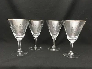 Lot of 4 Beautiful Etched Large Stems or Goblets Silver / Platinum - Picture 1 of 11