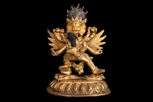 Antike vergoldete Bronzefigur, Hayagriva & Vajravarahi, Tibet, ca. 1890-1920 - Bild 1 von 11
