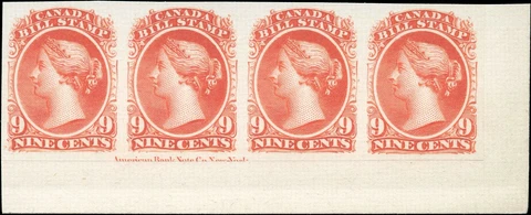 Canada Mint NG VF/XF RARE Van Dam #FB26P STRIP OF 4 Federal Bill PROOF Stamps Cover
