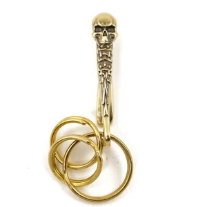 Handmade brass belt hook Skull, skeleton keychain, keyring accessory for men - Picture 1 of 10