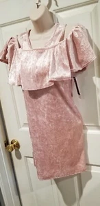 Mini Vestido Poof Terciopelo Rosa Talla Pequeña Nuevo con Etiquetas  - Imagen 1 de 6