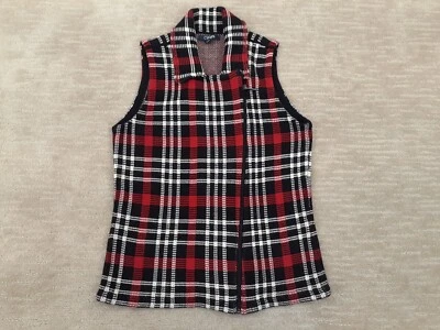Chaleco Chaps Para Mujer S Rojo Negro Blanco Cuadros Moto Cremallera Tejido Elastizado Preppy Carrera Foto 1 de 4