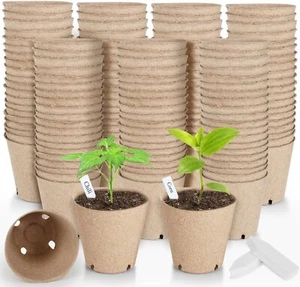 130 Pcs Organic Peat Pots, 3.15 Inch Nursery Pot, Round Plant Seedling Pots - Picture 1 of 8