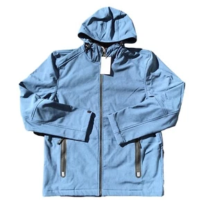 Rivers Mens Winter Jacket Hoodie Top Sz LG Blue L/S Full Zip Pockets Windproof - Picture 1 of 10