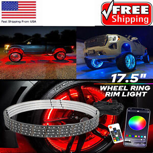Pack of 4 17.5" RGB Wheel Ring Lights LED Light For Truck Car Rim Lights APP