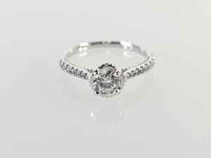 14K White Gold APX 1/2 CTW Round Diamond Engagement Ring Sz 7 (AM1082699) - Picture 1 of 8