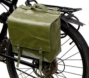 1980s Genuine Ex-Army Waterproof Pannier Bag rubberized retro green bike vintage