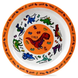 Kids Children Orange Melamine Dinosaur Design Plate Toddler Kitchen Food Plates - Picture 1 of 1
