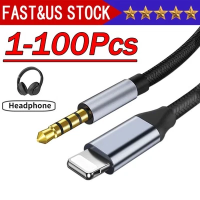 Lote de cables adaptadores de audio auxiliar para automóvil de 8 pines a 3,5 mm para iPhone 7 8 11 12 13 14 Pro Max Foto 1 de 4