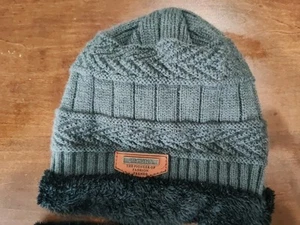 All Match Beanie Black Gray One size Regular Knitted Winter Hat scarf - Picture 1 of 3
