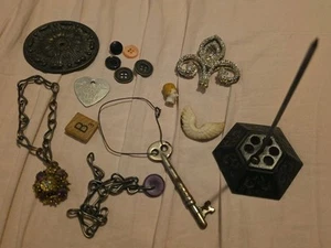 Junk Drawer Lot Ceramic Head Early 1900s Receipt Holder Skeleton Key 92 Vet Tag - Picture 1 of 7