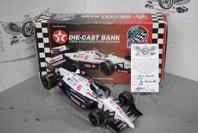 1994 Mario Andretti Texaco 1/24 Indycar Diecast Bank Autographed - Image 1 of 3