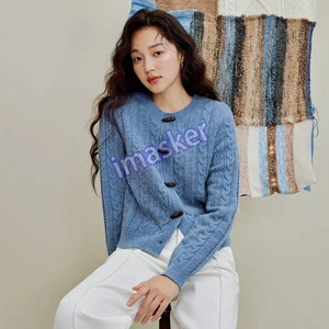 Retro Hollow Sweater Jacket Autumn Women's Round Neck Knitted Sweater Cardigan - Picture 1 of 19