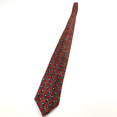 Corbata Lanvin Paris 100 % seda para hombre geométrica floral roja 57 pulgadas x 4" COMO NUEVA Foto 1 de 4
