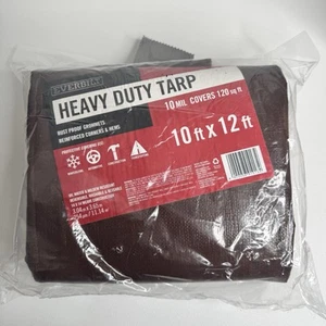 NEW Everbilt Heavy Duty Tarp Brown/Silver 10 ft. x 12 ft. Covers 120 Sq. Ft. - Picture 1 of 4