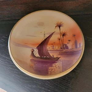 Antique Signed Nippon Hand Painted Sailing Palm Trees Porcelain Nut Bowl Dish - Picture 1 of 3