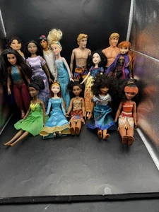 Disney Prince and Princess Dolls Lot Of 14 Tiana, Snow White, Elsa, Anna, Rava - Picture 1 of 13