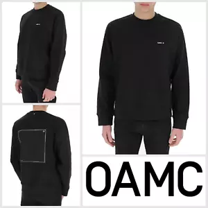 OAMC Sweatshirt Jumper Top Mens Size UK XL 100% Cotton SILK Jersey Logo - Black - Picture 1 of 7