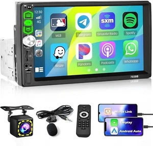 Autoradio Bluetooth Estéreo Coche Con Apple Carplay Android Auto Cámara Trasera - Imagen 1 de 7