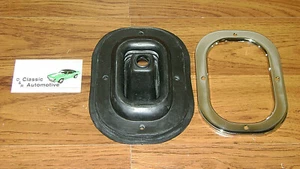 Shift Boot w/ Chrome Retainer Plate for round bar 4sp shifter 69 Camaro Firebird - Picture 1 of 3