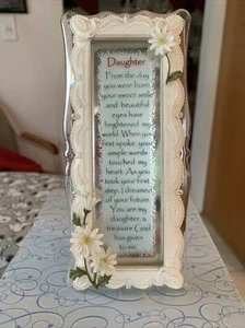 Daughter Prayer Saying w Daisy Flowers Framed Sign Tabletop Freestanding Rare - Picture 1 of 10