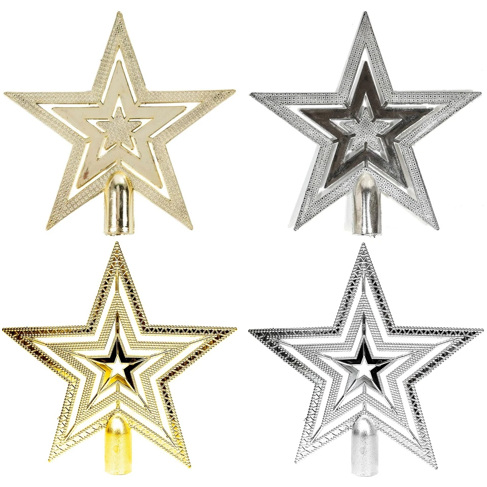 ROCKING PARTY Gold or Silver Christmas Tree Star Topper Decoration Ornament - 20cm (Choose)