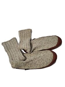 Acorn Wool Blend Slipper Socks Men's 10.5 - 11.5 Oatmeal Brown