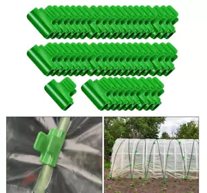 100X Pipe Clamps Plant Stakes Greenhouse Film Fixing Garden Netting Hoop Clip - Picture 1 of 9