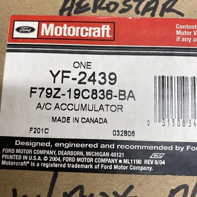 Ford Aerostar 1994-1997 con acumulador de aire acondicionado auxiliar Ford #F79Z-19C836-BA Foto 1 de 4