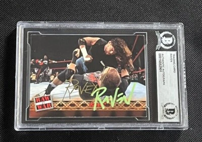 RAVEN 2001 FLEER WWF RAW IS WAR SIGNED AUTOGRAPHED CARD BECKETT BAS AUTHENTIC - Image 1 of 2