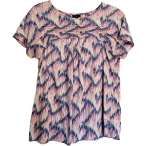 Talbots leichte pastellfarbene Bluse Größe 6 blau rosa lila Kurzarm - Bild 1 von 11