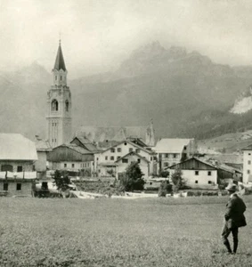 Italy Alps Dolomites Cortina & the Croda da Lago Old NPG Stereo Photo 1900 - Picture 1 of 3