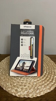 Polaroid 9”-10.1” Gray An Orange Universal Folio Case + Bonus Stylus New - Image 1 of 4
