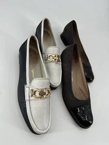VINTAGE LOT OF 2 SALVATORE FERRAGAMO LOAFERS WOMEN'S SIZE 7 2A MULTICOLOR - Picture 1 of 20