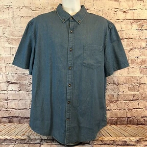 St. John's Bay Men's Blue Geometric Short Sleeve Button Up Classic Fit Shirt XL - Picture 1 of 6