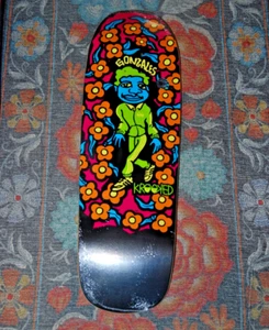Pantalones deportivos Krooked Mark Gonzales negros rosas claras tabla de skate en forma de 9,8" - Imagen 1 de 2