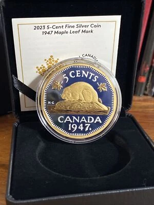 2023 Canada 5 Cents 50mm Silver Coin Maple Leaf Mark - Image 1 of 4