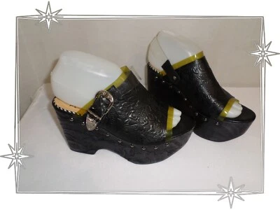 E - Magnifiques  Sabots  Fantaisies Noirs Fantaisies Toga Pulla Pointure 37 - Photo 1/4