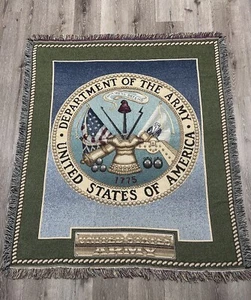 Mohawk Home Wall Tapestry Throw Blanket United States Army USA 50x60” Fringe - Picture 1 of 13