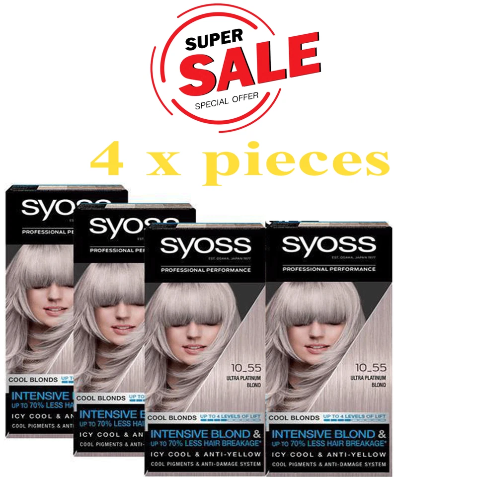 Syoss 10-55 Ultra Platinum Blonde Permanent Hair Coloration Professional 4 pcs - image 1 of 1