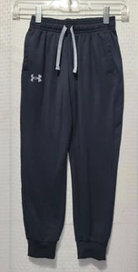 Under Armour Athletic Jogger Pants Size YSM Youth Small Black Logo Elastic Waist - Picture 1 of 7