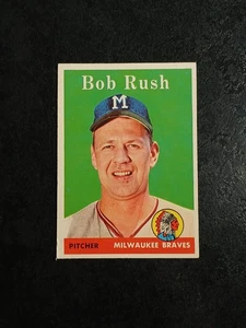 Vintage 1958 Topps #313 Bob Rush Milwaukee Braves Baseball Card EX - Picture 1 of 15