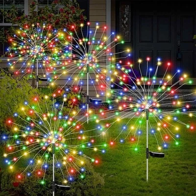 150 LED Solar Firework Lights Outdoor Garden Decor Path Fairy Lamp LED Sparklers - Image 1 of 4