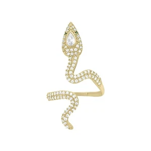 Anillo de circonita cúbica serpiente - oro amarillo de 10 quilates - Imagen 1 de 19