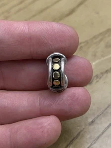 AS-IS!! DAVID WYSOR 925 STERLING SILVER 18K GOLD OMEGA BACK SINGLE EARRING - Picture 1 of 2